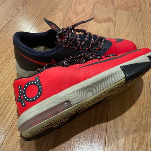 Nike KD 6 Boys Size 7Y Sonic Red Navy Kevin Durant 599477-600 - Picture 4 of 7